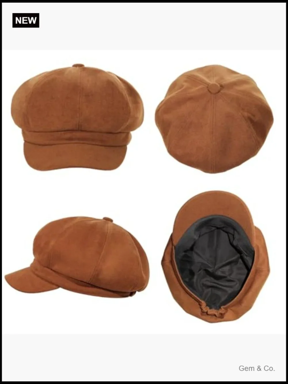 Vintage 8 Panel Newsboy Cap Cabbie Hat Adjustable